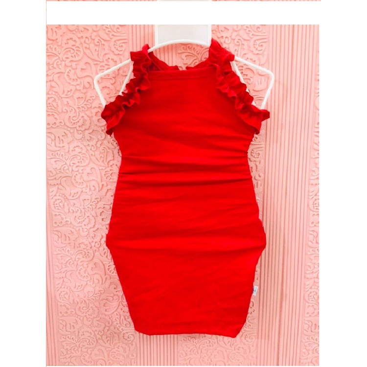 Đầm Body Hai Dây Đan Dây Lưng Cho Bé Gái Chất Thun Cao Cấp Đầy Đủ Size Cho Bé Từ 7kg - 23kg