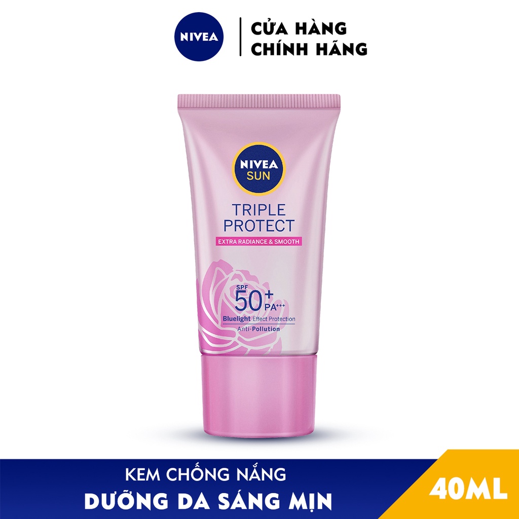 Kem Chống Nắng Dưỡng Sáng Mịn-Kiểm Soát Nhờn Mụn Nivea Sun Triple Protec (40ml)