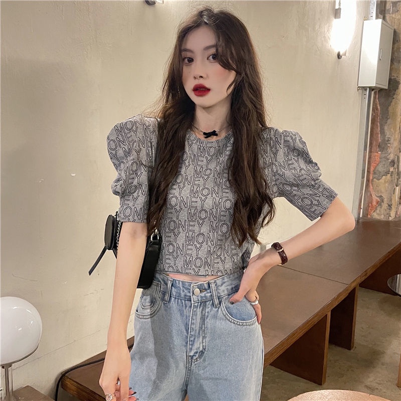 Áo Thun Cotton Tay Phồng Ôm Dáng Thời Trang Cho Nữ