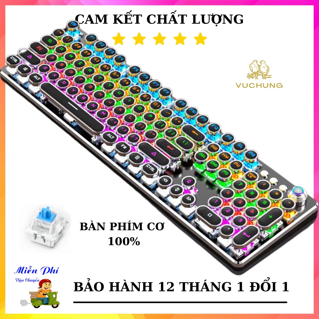 Bàn phím cơ gaming chuyên game, Bàn phím máy tính Meishang E87 dòng phím tròn LED tuổi thọ 50 triệu lần bấm BH 12 tháng