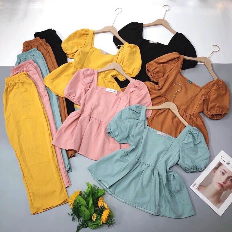 Set bộ đũi cổ vuông quần dài