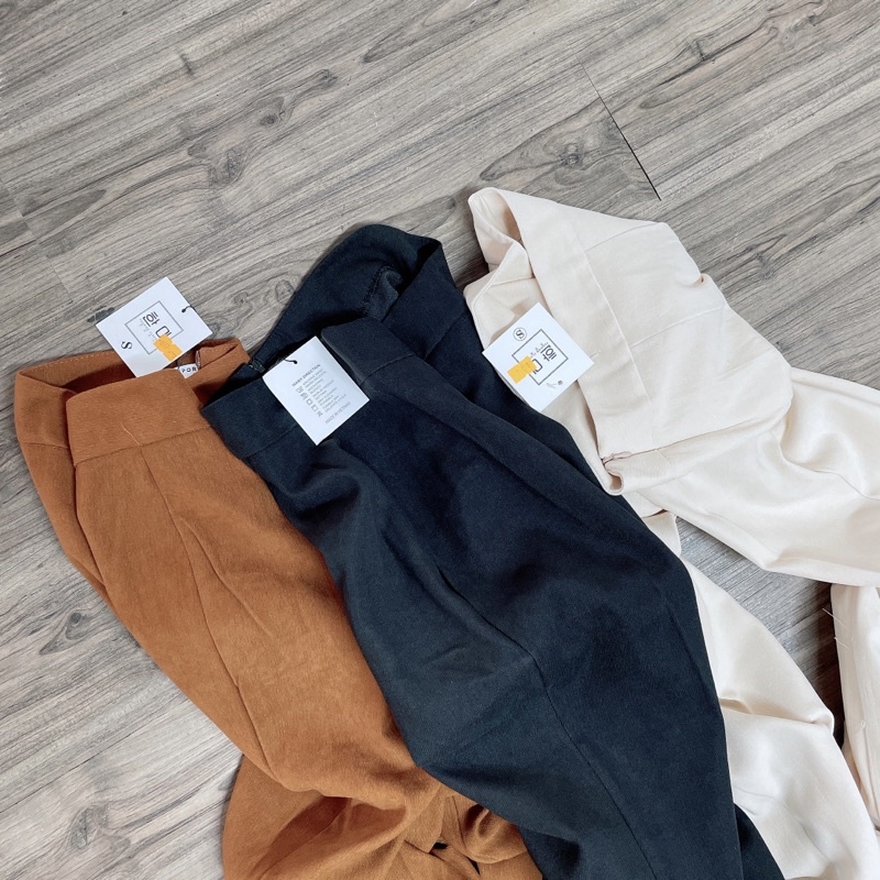 Quần ống loe - quần loe nhung cạp cao chất mềm co giãn-hình thật