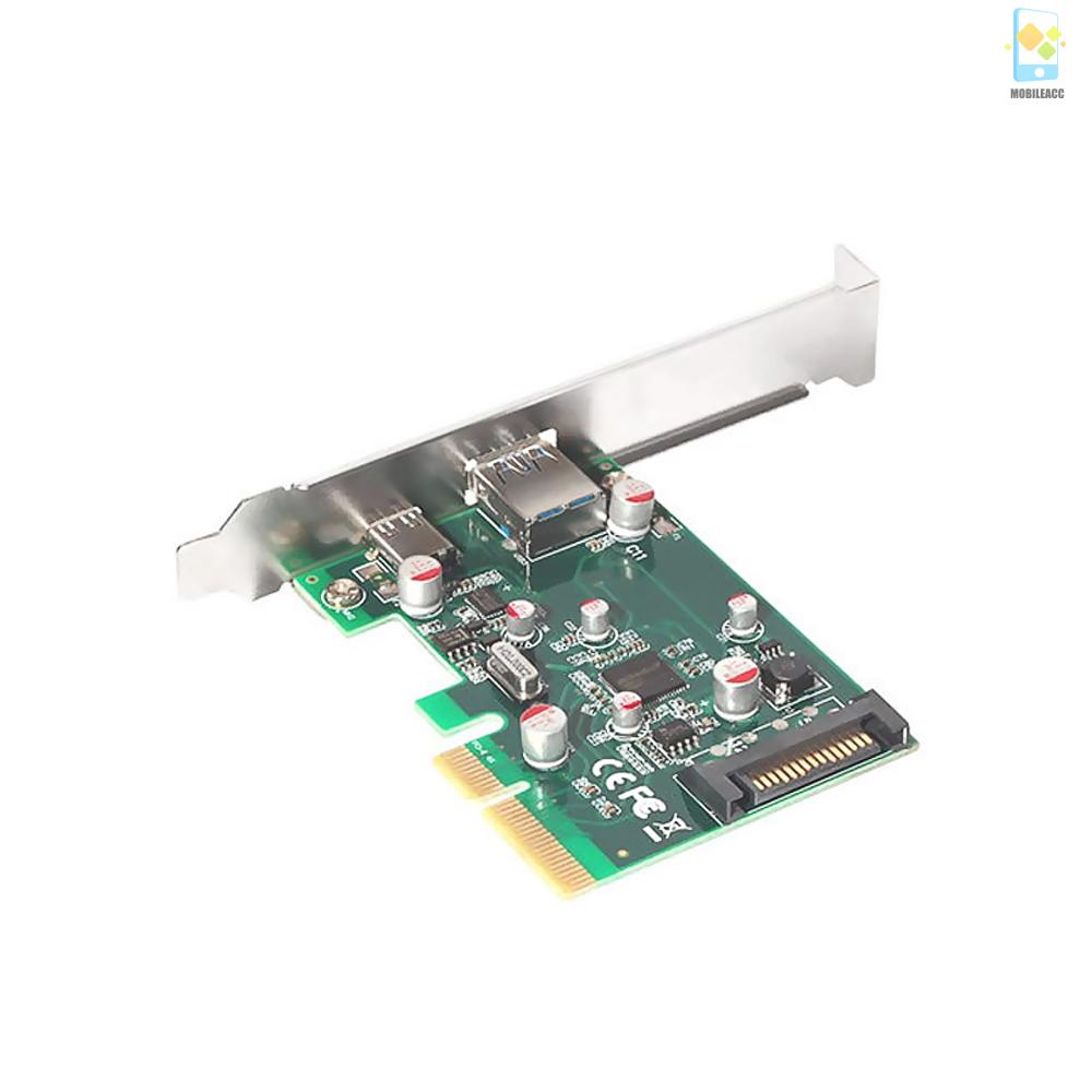 Thẻ chuyển đổi mở rộng PCI-E sang USB 3.1 Type A + Type C 10Gbps cho máy tính