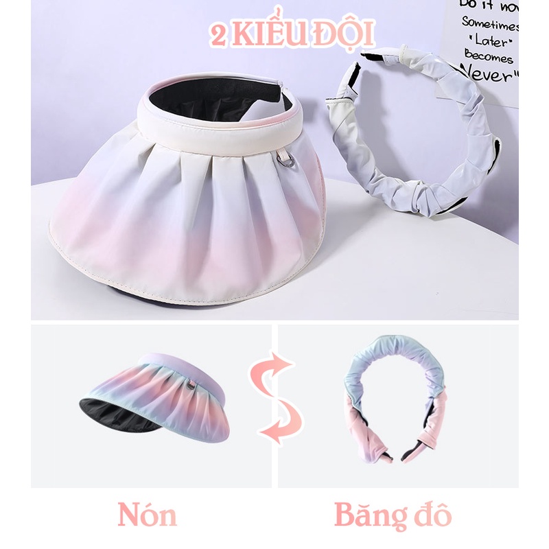 Nón Hở Đầu Màu Chuyển Với Lớp Vinyl Chống Tia UV 2 Kiểu Đội