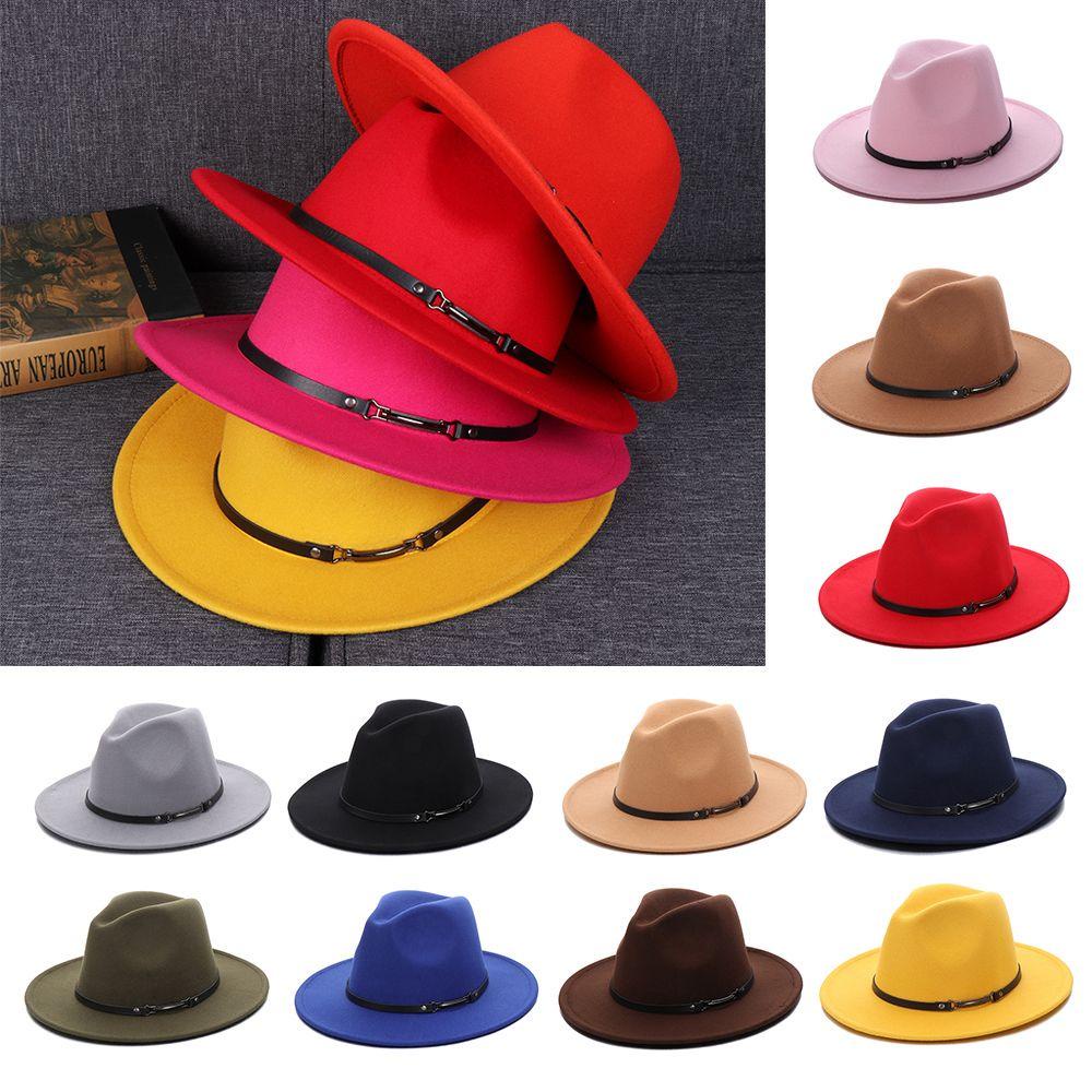 Mũ Fedora Vải Nỉ Cổ Điển Có Khóa Thắt Lưng Phong Cách Panama Jazz Mùa Thu Đông