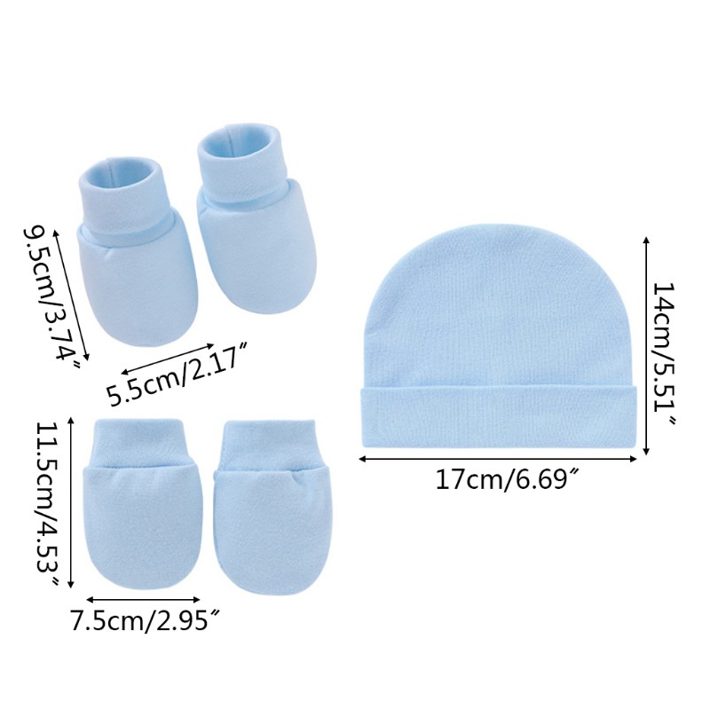 Set găng tay + đôi bao chân và nón cotton mềm mại cho bé sơ sinh 18-24 tháng