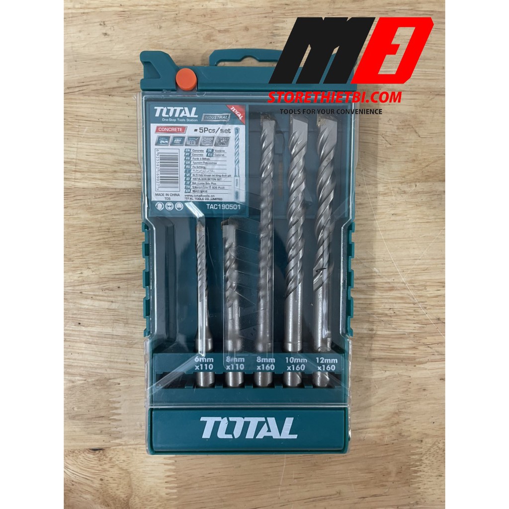 TAC190501 Bộ mũi khoan bê tông đầu gài SDS 5 chi tiết Total