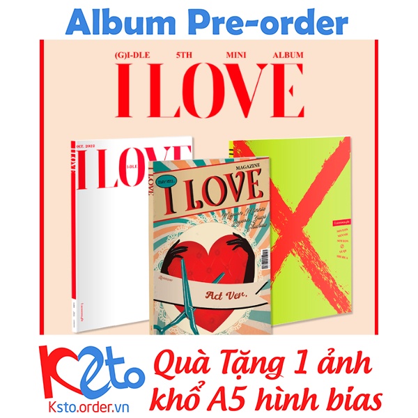Bộ album ảnh nhóm (G)I-DLE - I LOVE + Quà 1 ảnh khổ A5 hình bias (ghi chú khi đặt hàng)