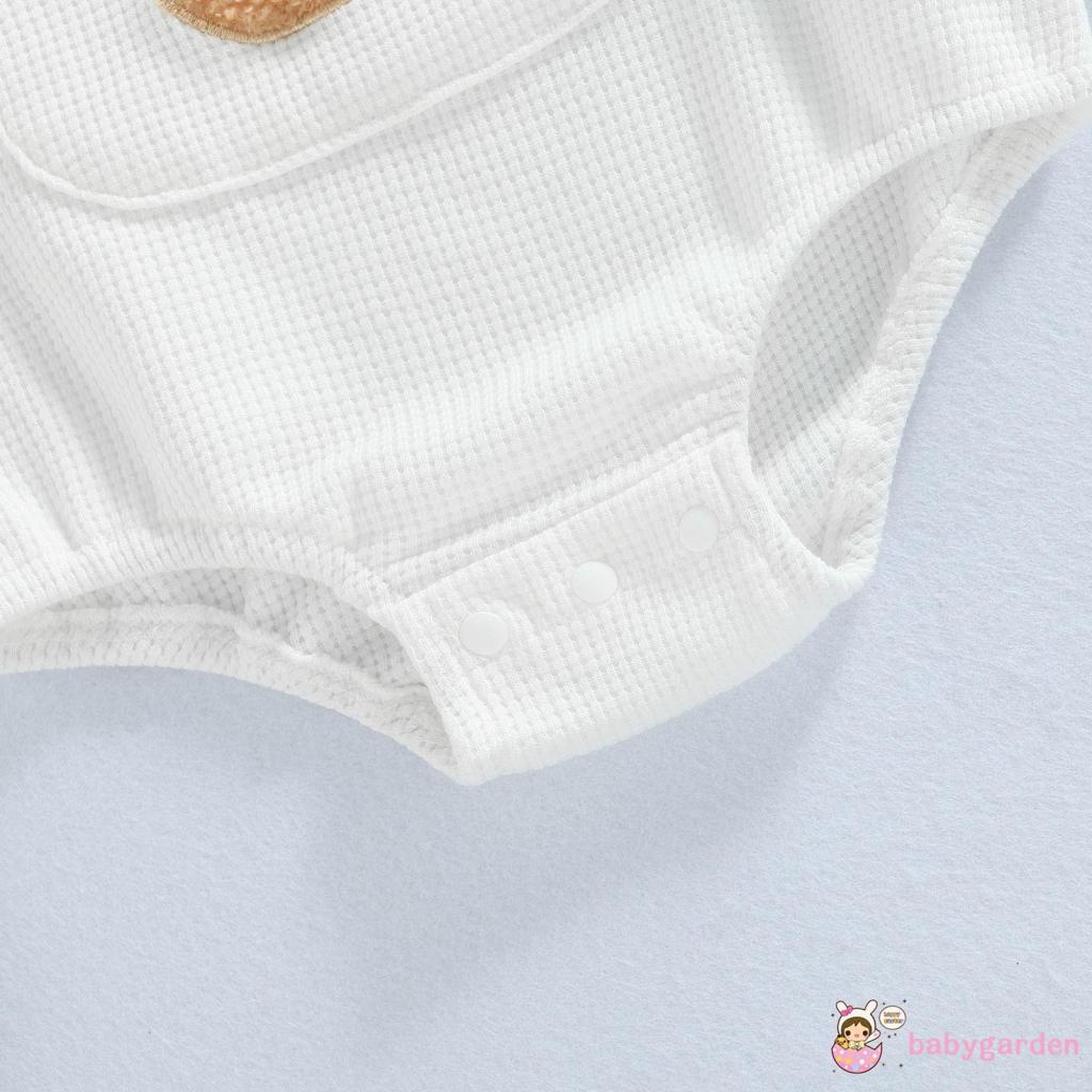 Áo Liền Quần Tay Dài Thêu Hình Gấu Dành Cho Bé Trai 0-24 Tháng Tuổi