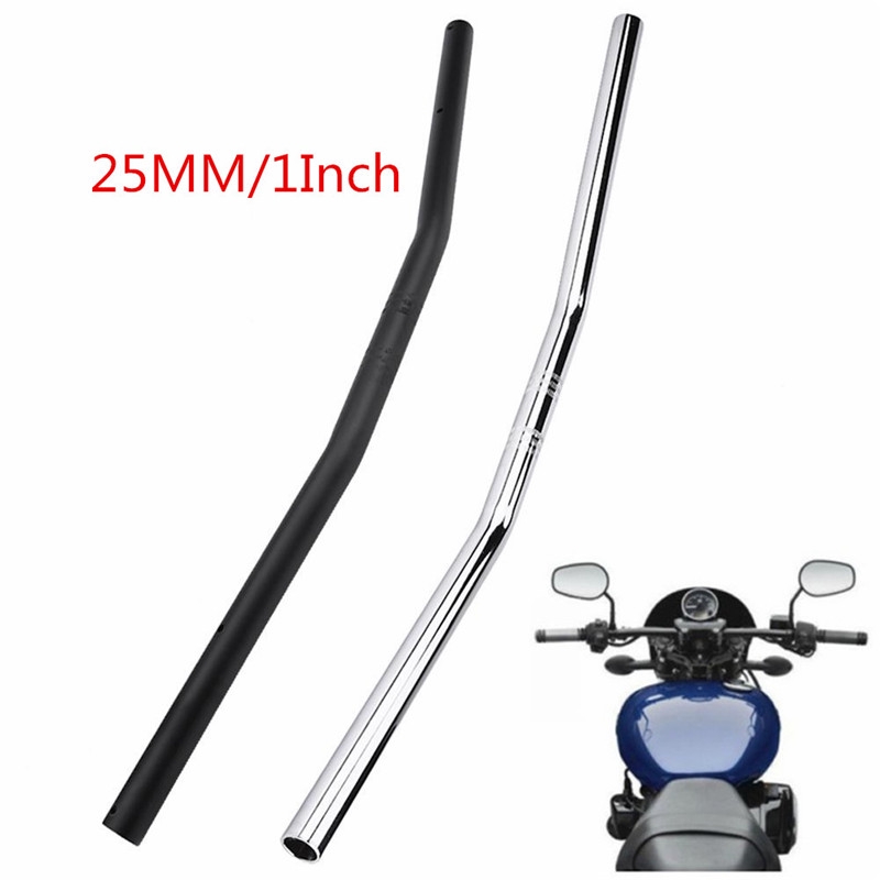 Cooltools 25MM/1Inch Motorcycle Retro Bend Handlebar Handle Bar Black Universal Black Silver