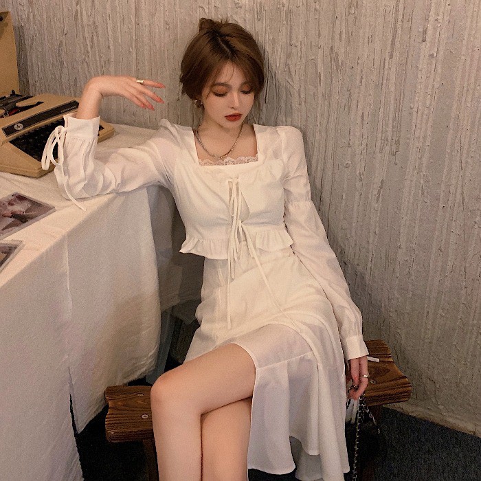 (Order) Đầm ulzzang dáng dài xẻ tà order Quảng Châu