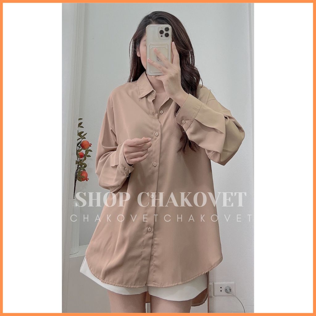 Áo sơ mi nữ tay dài Hot Trend A8419 Áo vạt bầu Ulzzang form rộng phong cách Hàn Quốc cực xinh xắn - CHAKOVET