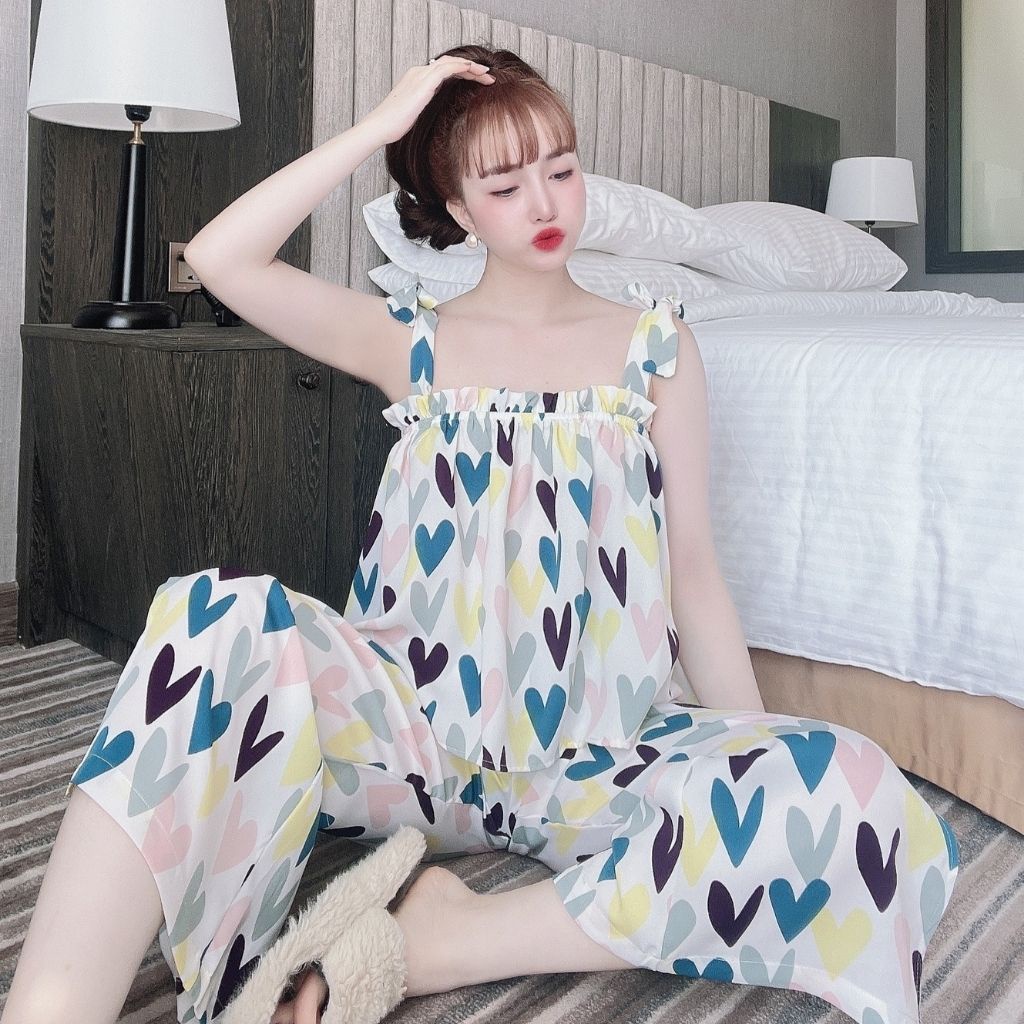 Đồ Ngủ Sexy, Đồ Ngủ Nữ Lụa MANGO Cao Cấp Mềm mại xinh xắn &lt;65KG