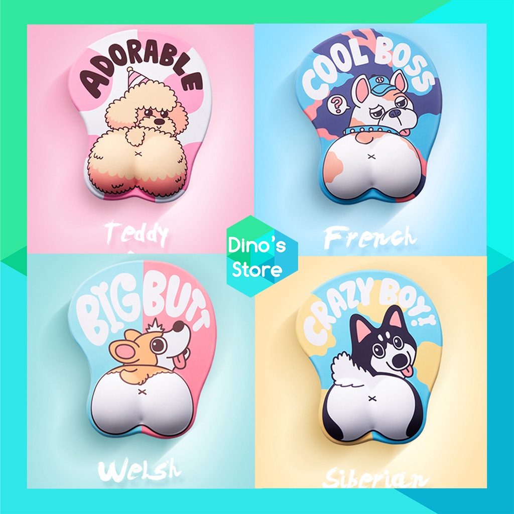 Lót chuột (Mouse Pad) Silicon 3D có đệm kê chống mỏi cổ tay hình Corgi, Poodle, Bulldog, Husky, Mario, Bamboo, .... | WebRaoVat - webraovat.net.vn