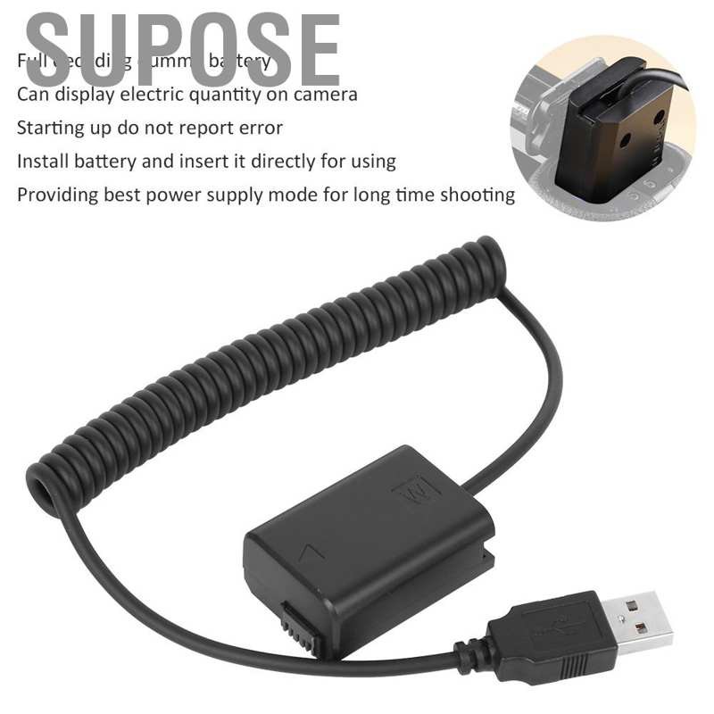 Supose Portable dummy battery with full decoding DC coupler adapter USB port External Battery spring wire for Sony A7 A3000 A6300 RX10 NEX5 NEX7