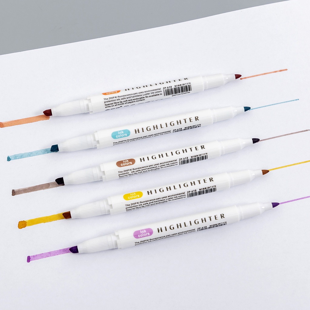 Bộ bút đánh dấu hai đầu 5 màu mềm mại dành cho học sinh