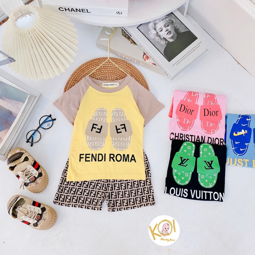 Bộ Cộc Tay Cho Bé Trai, Bé Gái Minky Mom In Hình Chiếc Dép Hot Hit Cho Bé - Chất Thun Lạnh Mềm Mịn BCDEP1