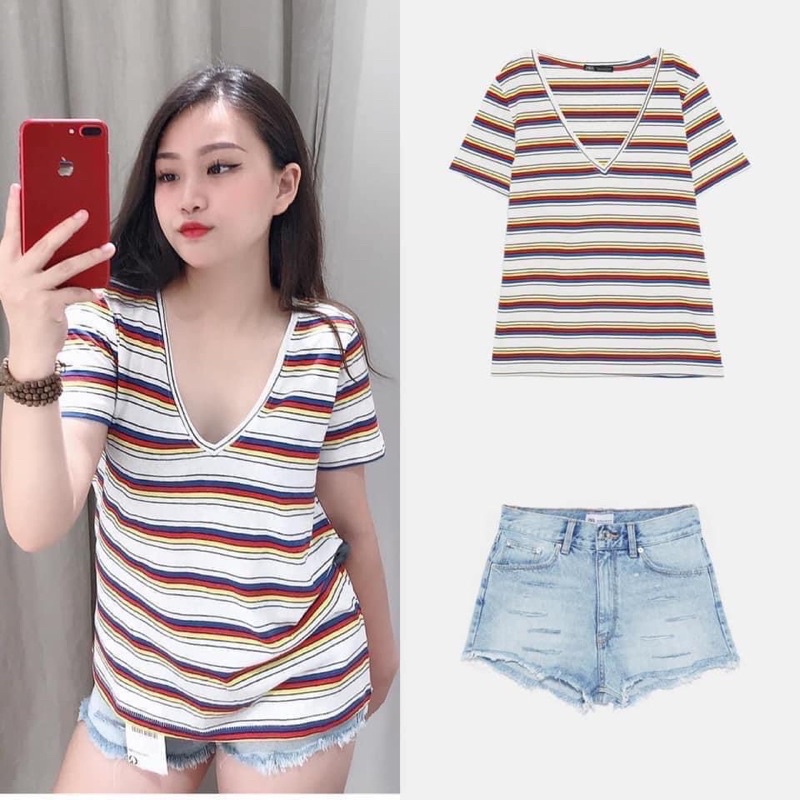 ÁO PHÔNG XUẤT CỔ TIM DÁNG BASIC MS90100