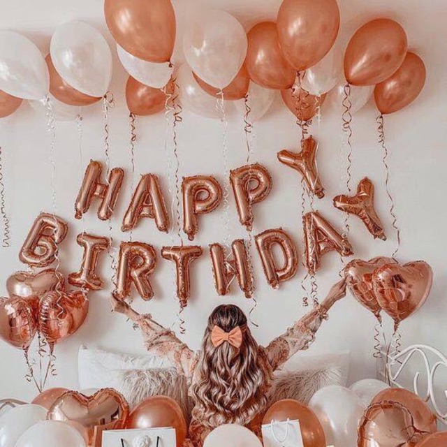 SET BÓNG TRANG TRÍ SINH NHẬT ( màu gold rose)