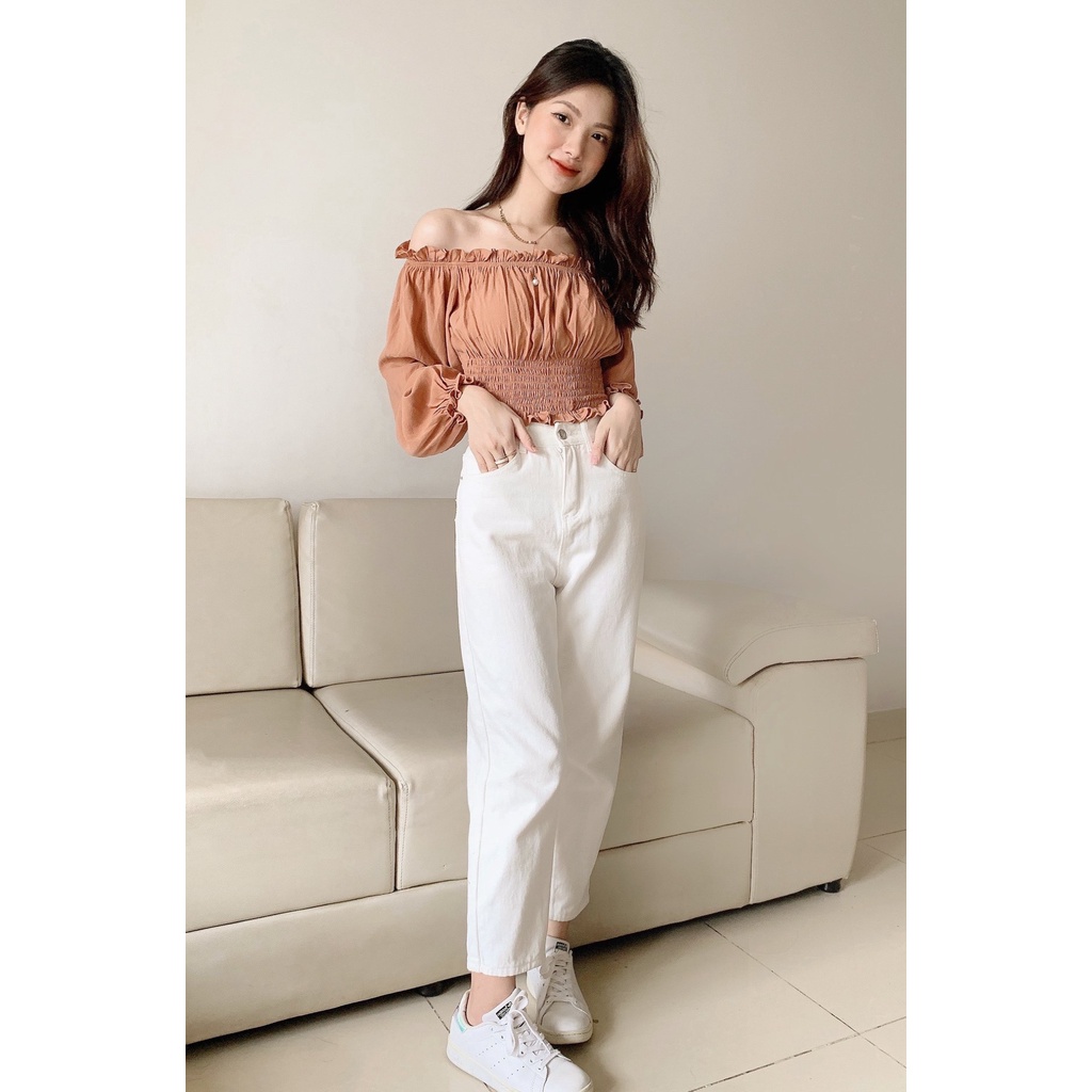 [ Miều ] Áo kiểu trễ vai bó eo Suly Top