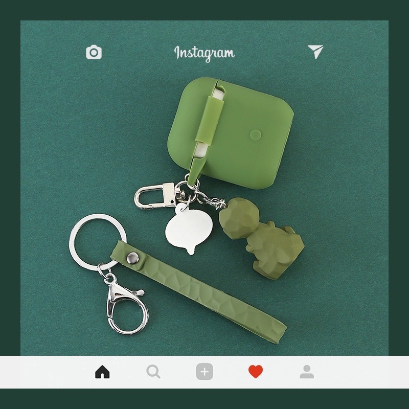 ☘️Combo móc khoá và case airpods☘️ mô hình thú khủng long xanh siêu đáng yêu