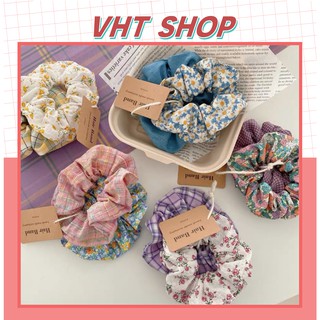 Dây buộc tóc scrunchies, dây cột tóc chun buộc tóc họa tiết dễ thương Hàn Quốc P142 - VHT SHOP