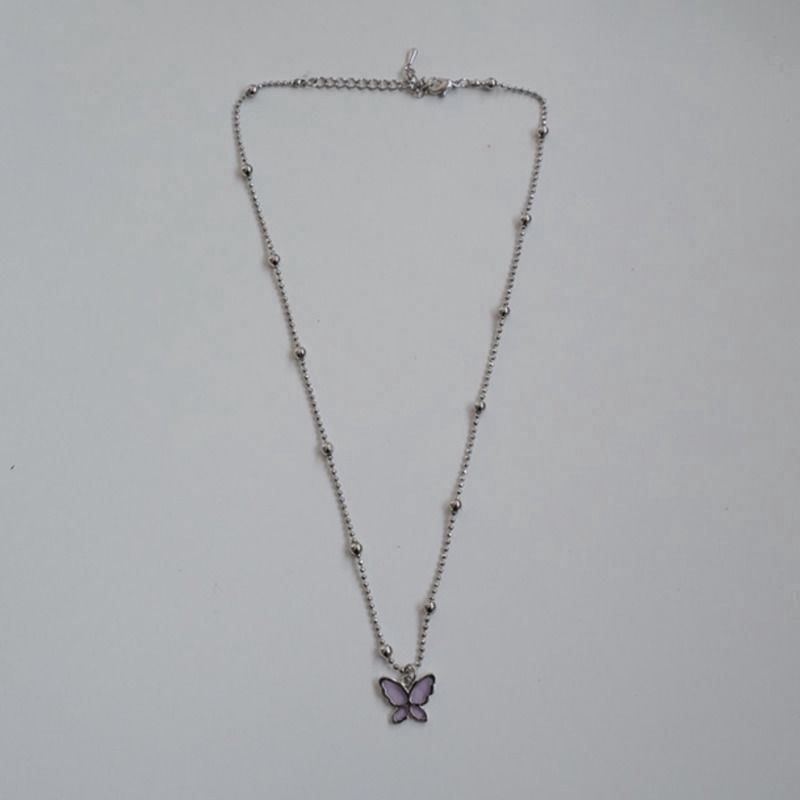 Dây Chuyền Hình Bướm Tím Phong Cách Hàn Quốc Xinh Xắn Cho Nữ