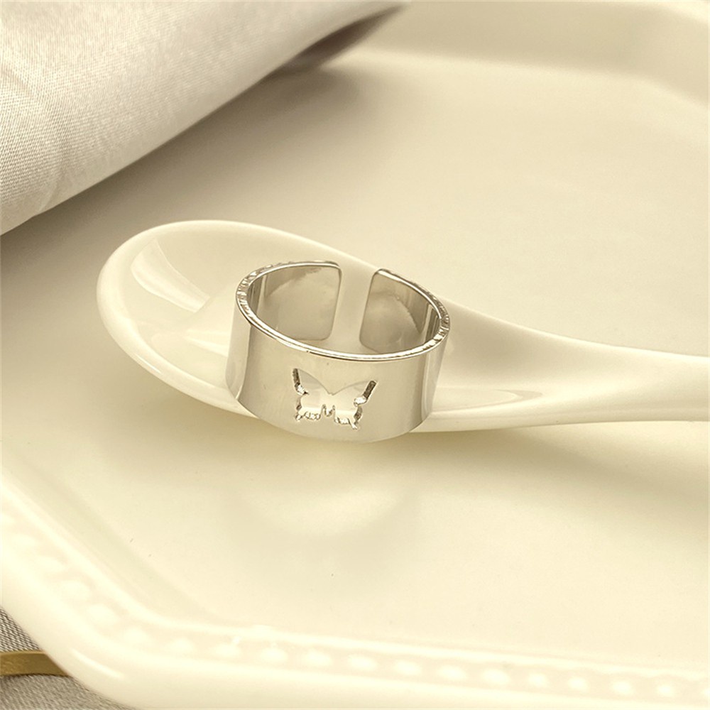 Set 2 Chiếc Nhẫn Hình Bướm Thời Trang|Nhẫn Cặp Khoét Rỗng Nhiều Màu Phong Cách Vintage Lãng Mạn Có Thể Điều Chỉnh Thời Trang