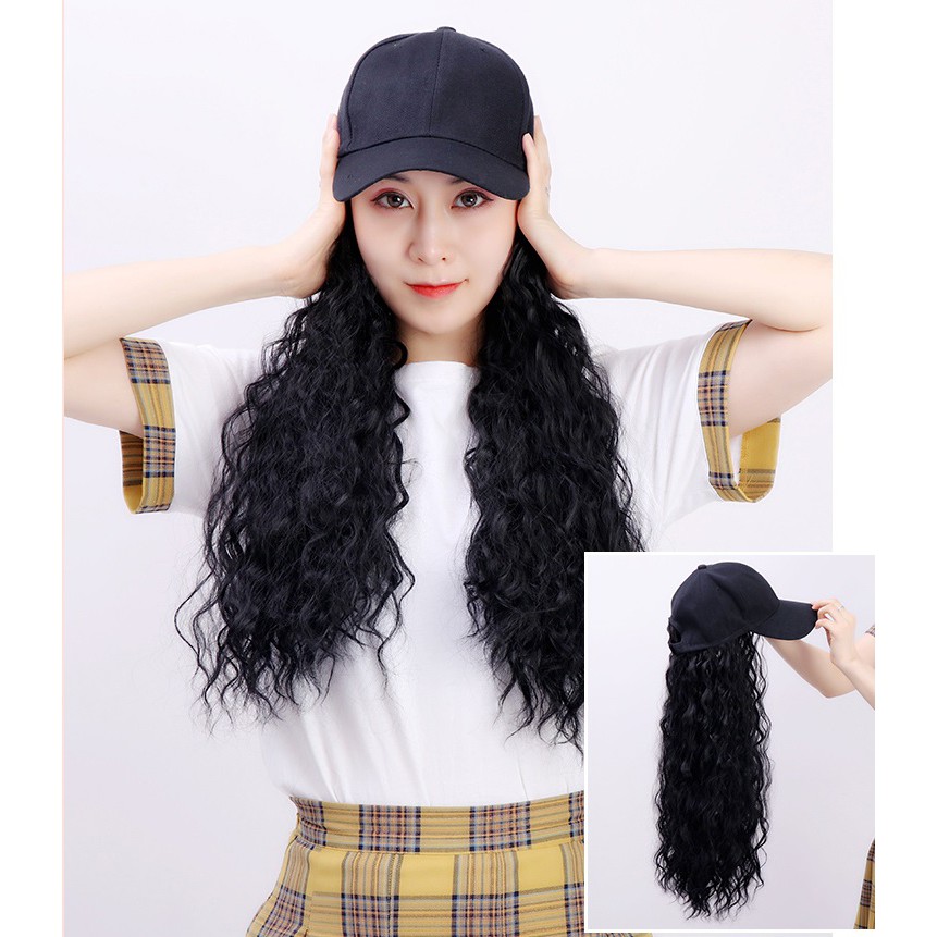 Tóc giả gẵn nón lưỡi trai xù mì 😍FREESHIP😍