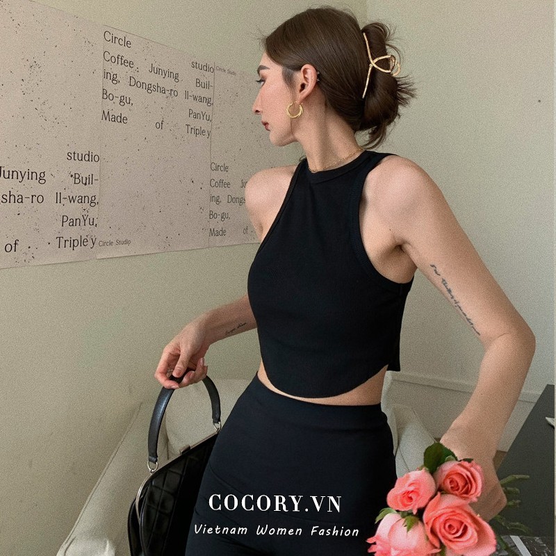 Cocory vn Áo croptop sát nách thiết kế quyến rũ cho nữ
