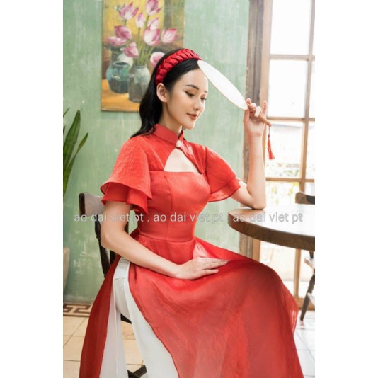 🥰 Áo dài  cách tân 4 tà cổ  đẹp tay kép cách điệu nhẹ nhàng.  Hàng thiết kế cáo cấp.