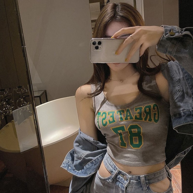 Áo Hai Dây In Chữ Quyến Rũ Thời Trang Mùa Hè Dễ Phối Đồ Cho Nữ