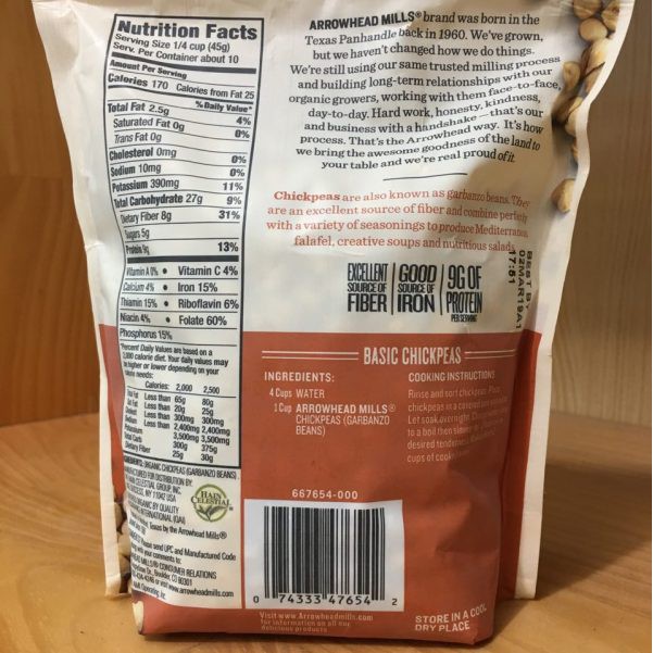 Đậu gà hữu cơ - Chickpeas Organic Arrowhead Mills 453g