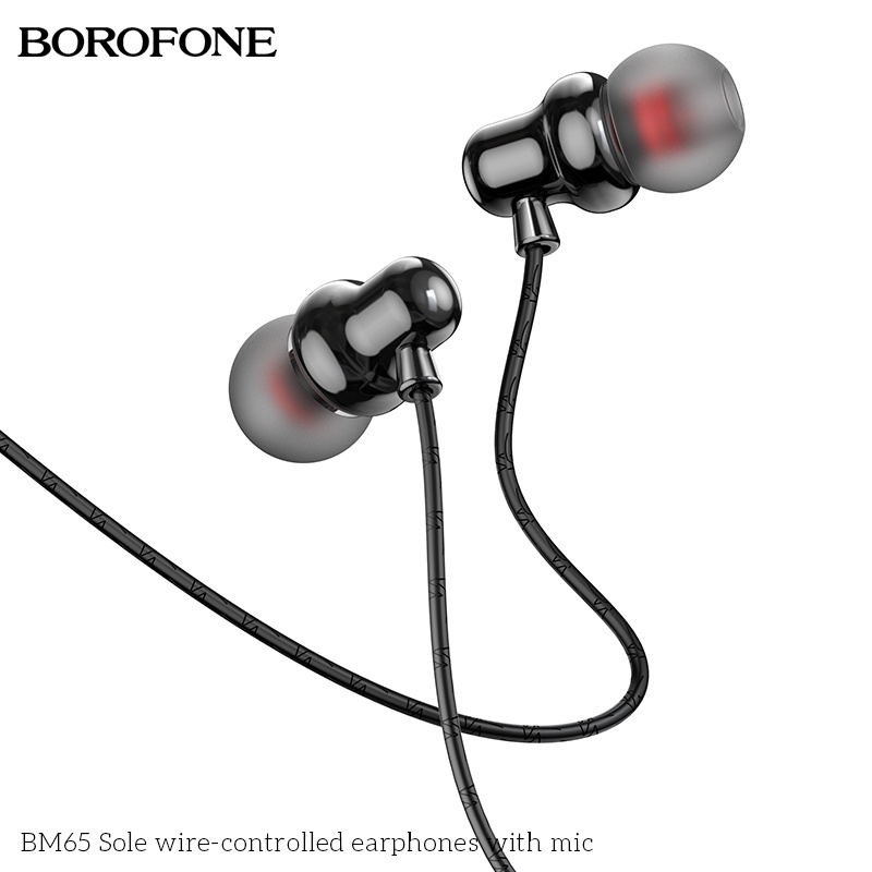 Tai nghe nhét tai BOROFONE BM65 chống ồn, nghe hay có mic đàm thoại, dây dài 1.2m - Chính hãng