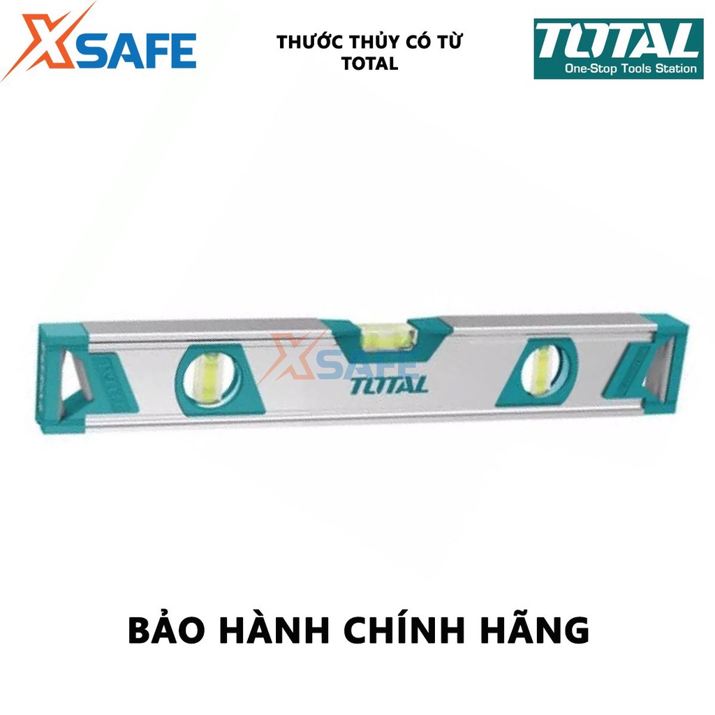 Thước thủy có từ TOTAL Thước thủy 2 nam châm mạnh mẽ, chiều dài 40-150cm, độ dày thanh nhôm 1.5mm - Chính hãng