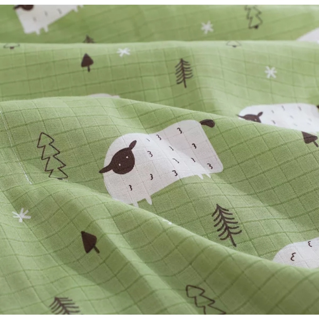 Chăn xô muslin mix nhung bi 4 mùa cho bé Thị Nắng Store, Chăn kích thước 70x110cm cho bé sơ sinh