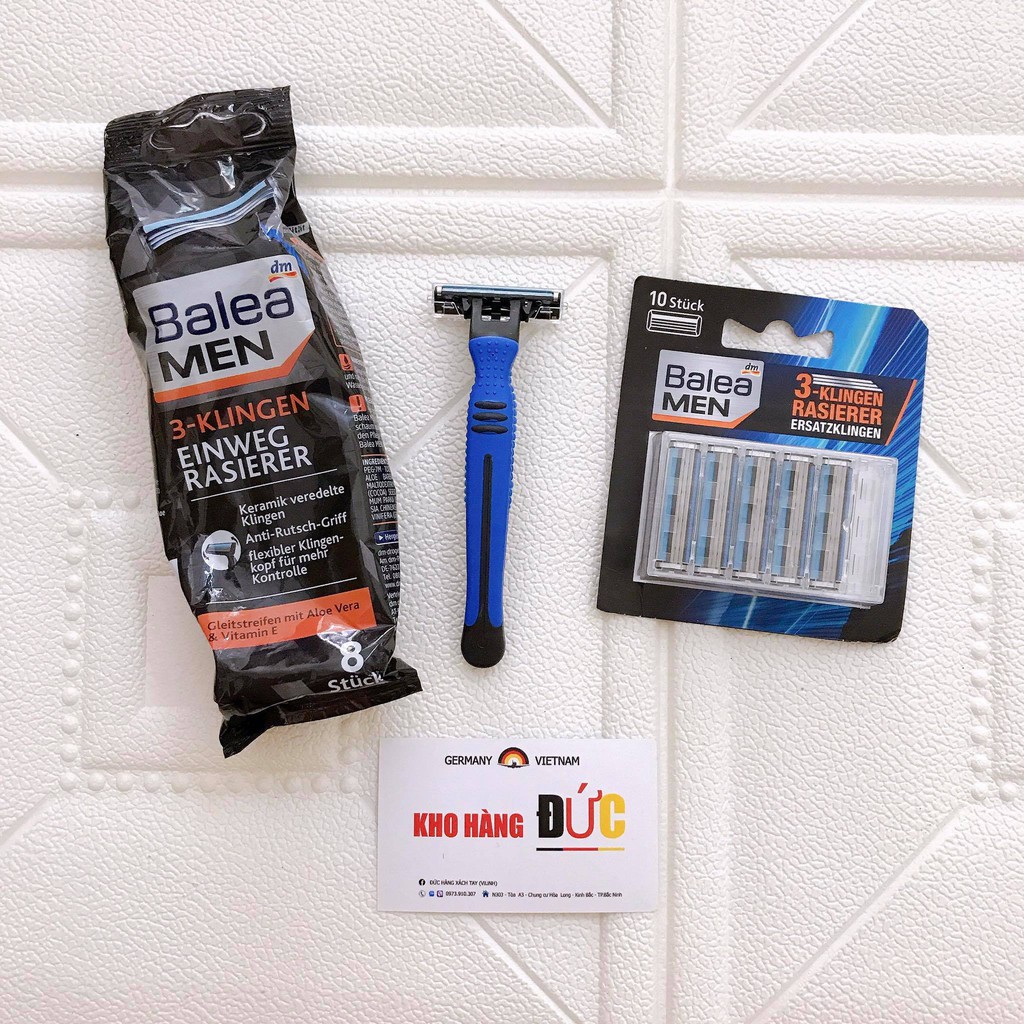 Set 8 chiếc dao cạo râu 3 lưỡi và đầu dao cạo Balea Men - Nội địa Đức