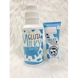 sữa tắm bò Gluta Milky Thái Lan + sữa rửa mặt