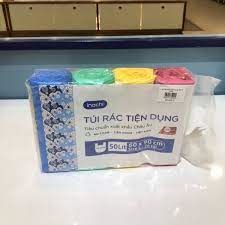 Lô 4 cuộn túi rác INOCHI nhiều màu nhựa đựng rác có quai 10L 25L 50L