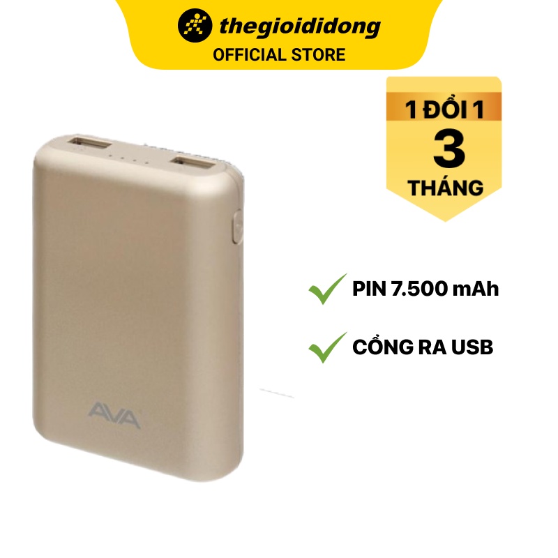 Pin sạc dự phòng AVA LA 10K-1 7500mAh Micro USB/2 cổng USB - Chính hãng