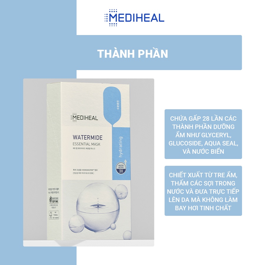 Mặt Nạ Cấp Nước Dưỡng Ẩm Cho Làn Da Khô Ráp Mediheal Watermide Essential Mask ver 2022 24ml