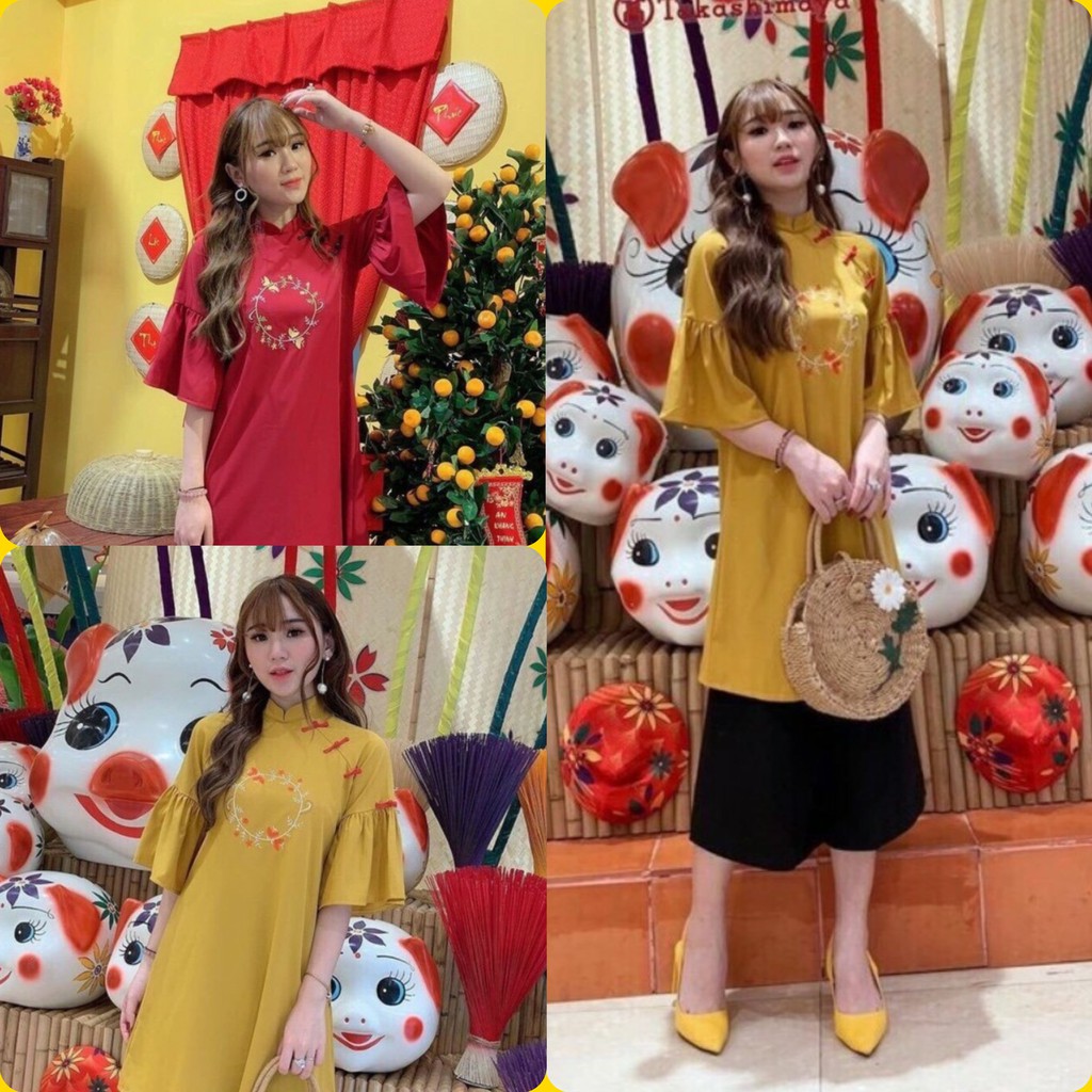 Đầm Xuông Nữ Kiểu Áo Dài Cách Tân 2020, Sang Trọng, Thời Trang, Xinh Đẹp (free size dưới 55kg) | BigBuy360 - bigbuy360.vn