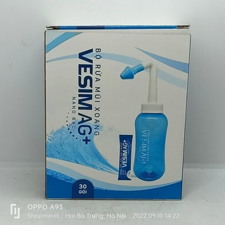 BỘ RỬA MŨI XOANG VESIM AG+ HỘP 1 BÌNH KÈM 30 GÓI MUỐI