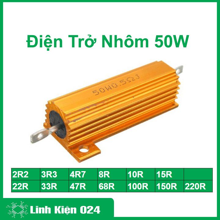 Điện trở nhôm công suất quấn dây 50W nhiều giá trị 2R2-220R