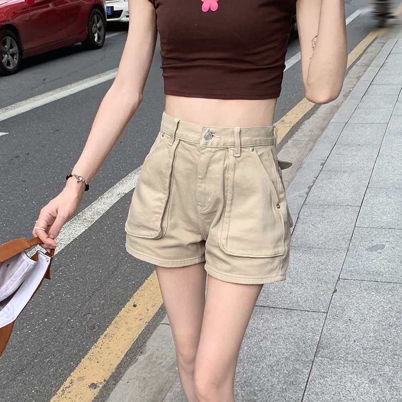 Quần Short Denim Lưng Cao Ống Rộng Thời Trang Mùa Hè Dễ Phối Đồ Cho Nữ