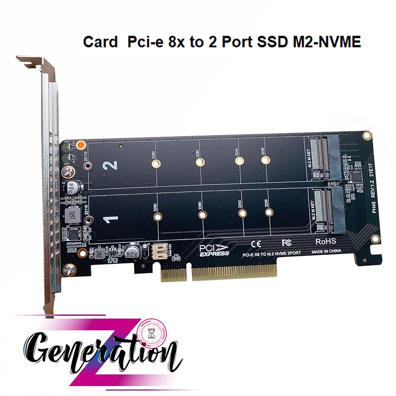 CARD GẮN Ổ CỨNG SSD M2 PCIE - CARD PCI EXPRESS 8X- 2 PORT SSD M2 PCIE (NVME)