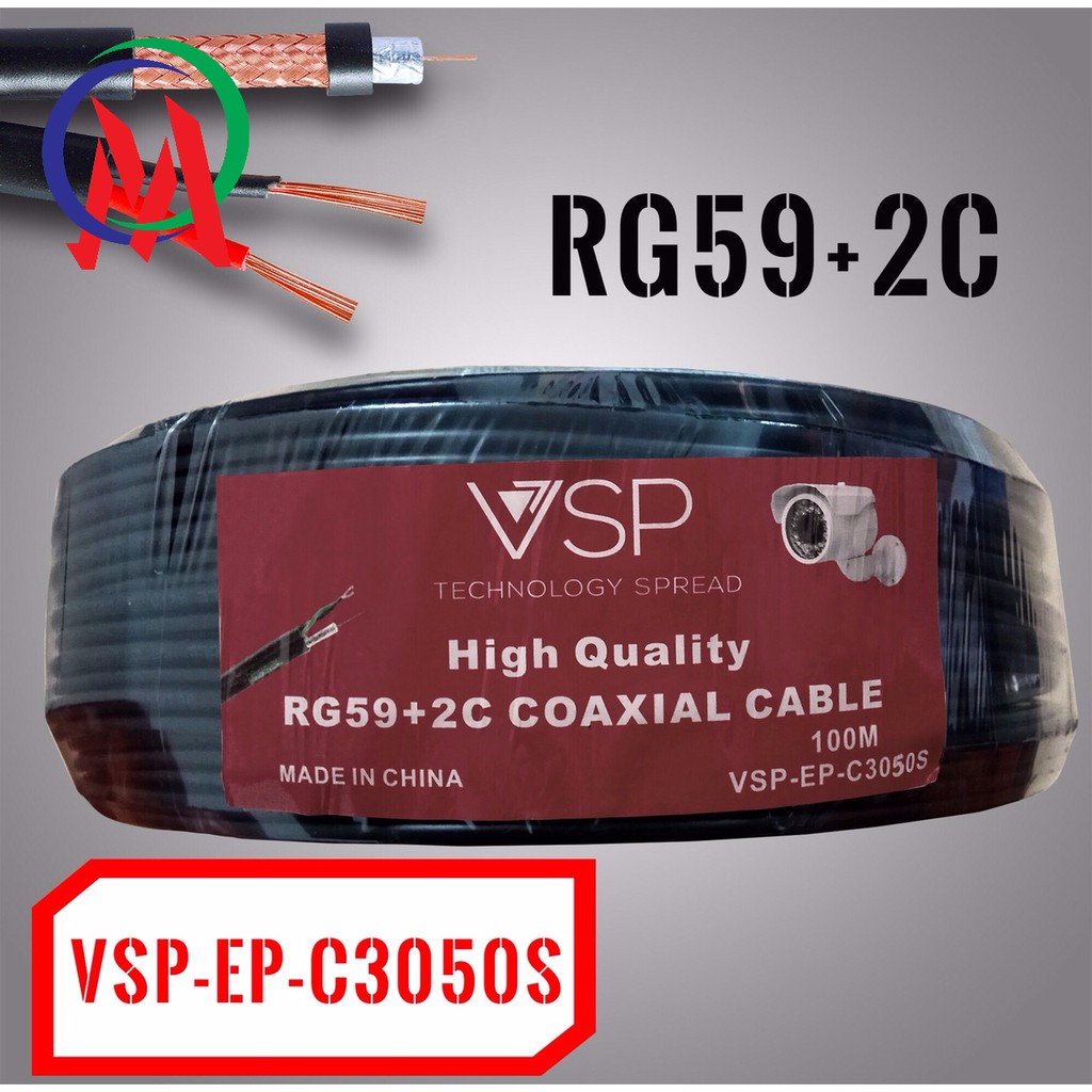 Cáp đồng trục VSP-EP-C3050S 100m có nguồn