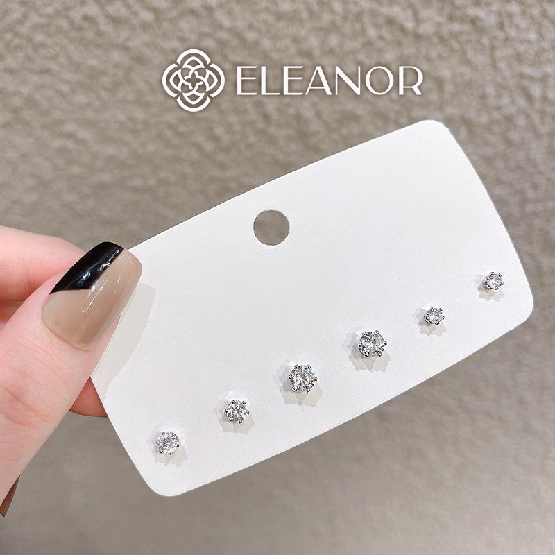 Set ba đôi bông tai nữ chuôi bạc 925 Eleanor Accessories đính đá nhỏ phụ kiện trang sức 4457