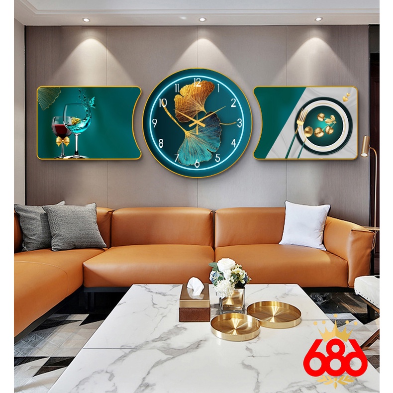 Đồng Hồ Treo Tường Tranh Trang Trí Mẫu Đồng Hồ Tranh 2022 Bộ 3 Tranh Tráng Gương Phong Cách Bắc Âu Hiện Đai Tối Giản