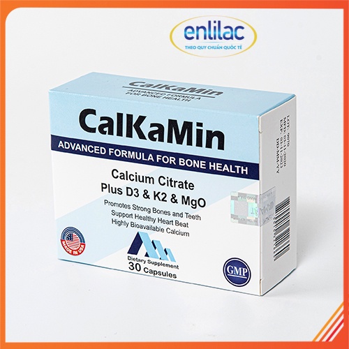 Calkamin - Bổ sung Canxi và Vitamin D3, K2 giúp răng, xương chắc khỏe hộp 30 viên